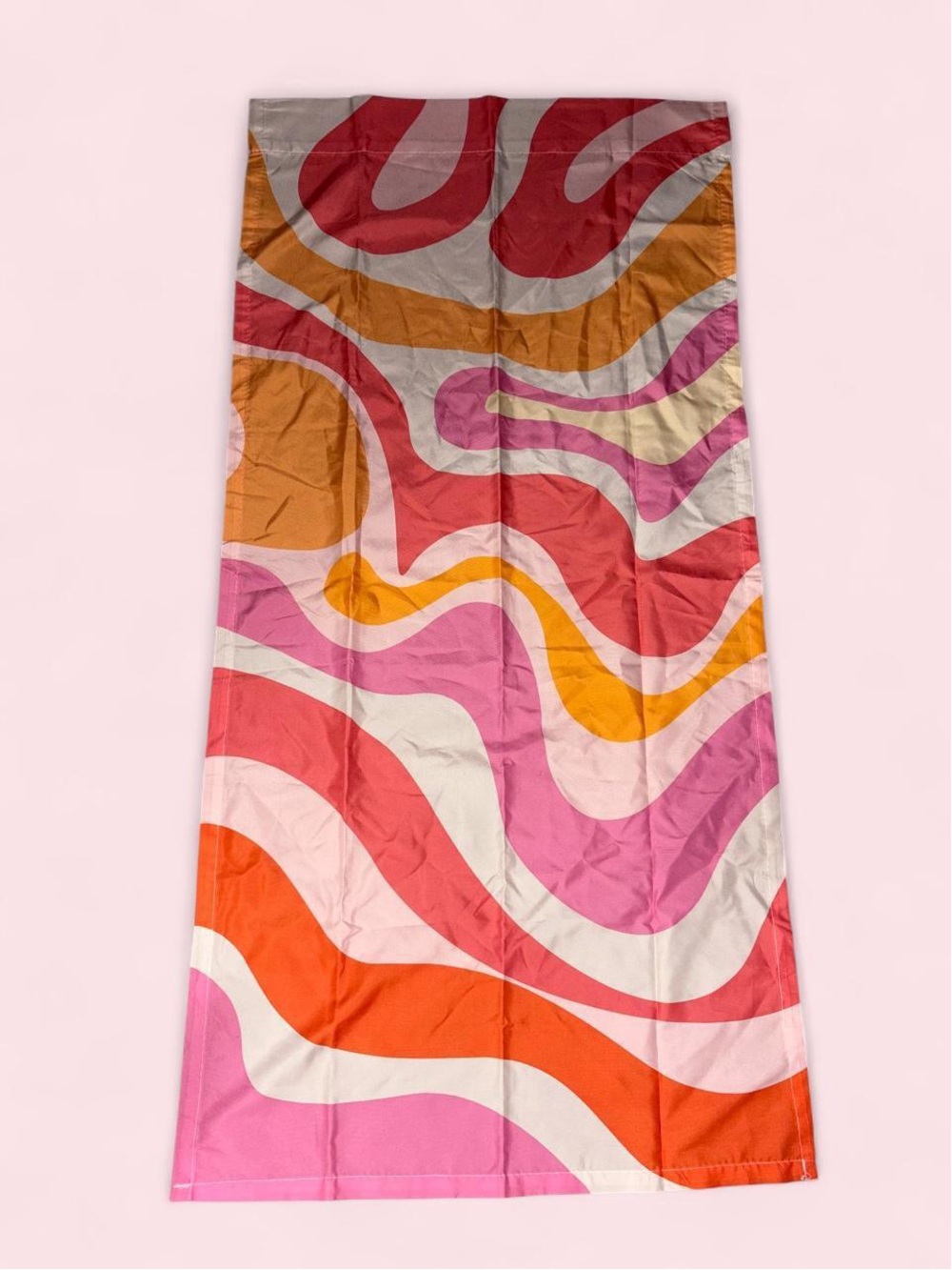 Retro Wave Pattern Curtain in Pink, Orange & Cream